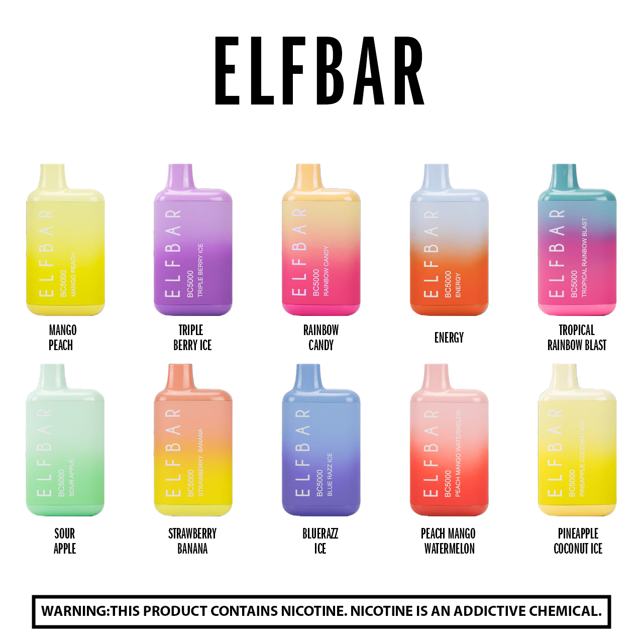 ELFBAR BC5000 & EB design Rechargable Disposable Vape  5000 Puffs 4%~5%